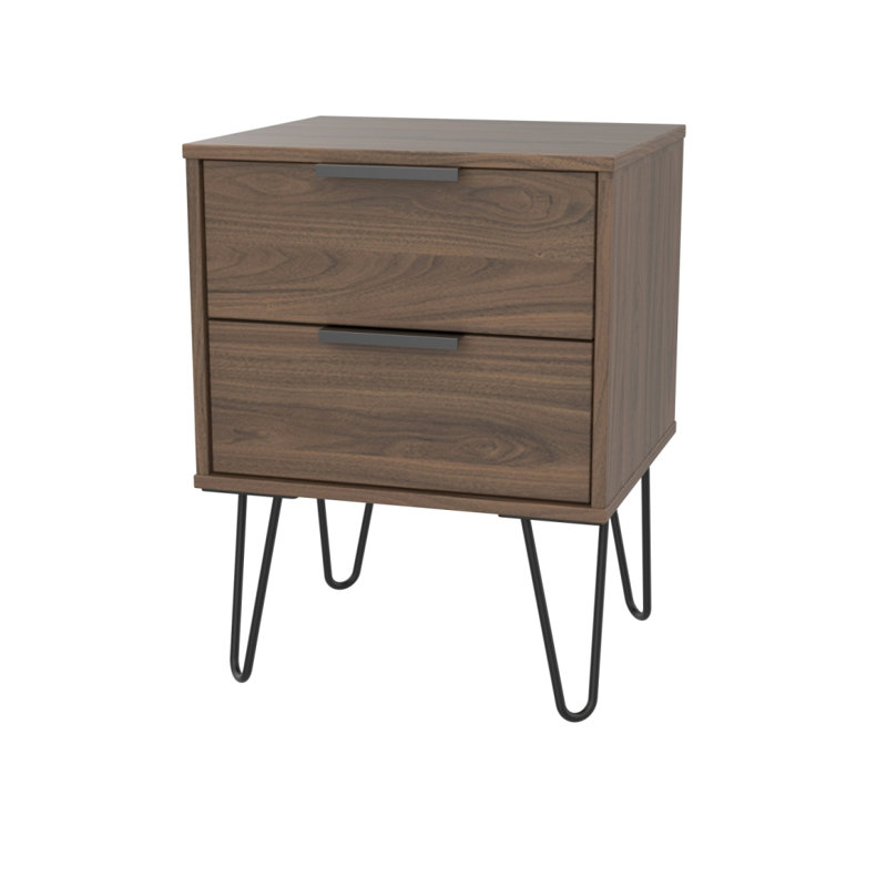 Fully Assembled Hong Kong - Black Hairpin (C) 2 Drawer Bedside