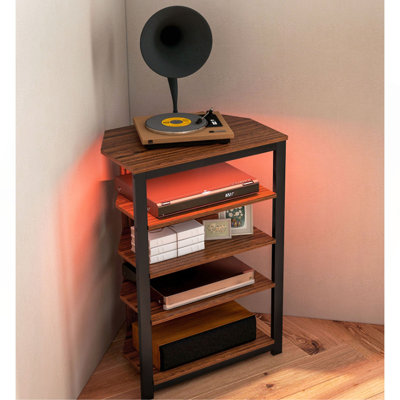 LED TV Stand, Entertainment Centre with Storage Shelves and Steel Frame