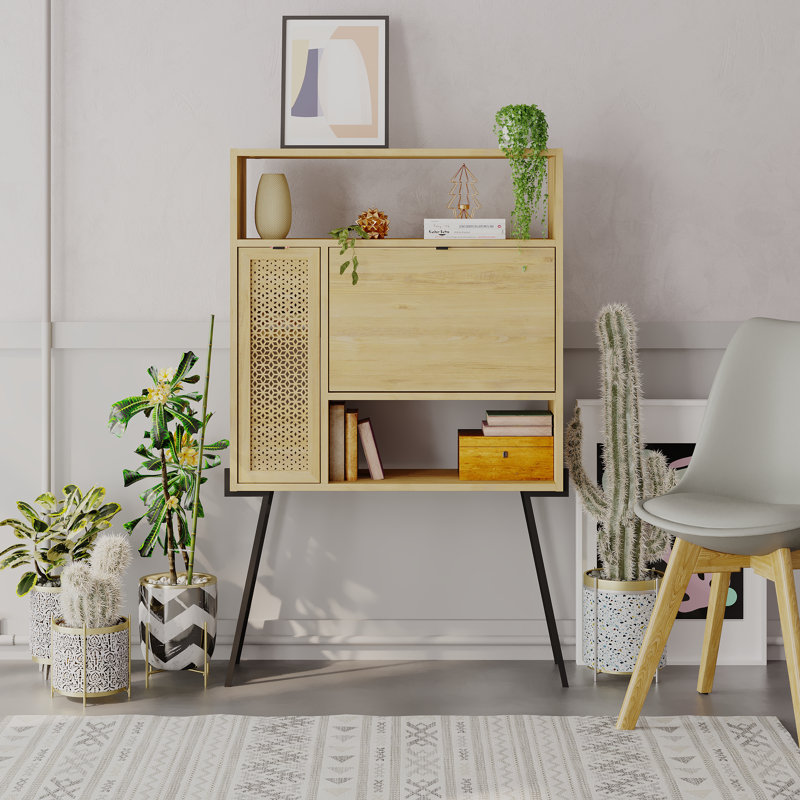 Elderon 86.8cm W Rectangle Wall Mounted Folding Desk Table
