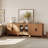 Eaton 3-Piece Modular Sideboard With Glass & Wood Doors, Farmhouse Storage Cabinet With Drawers, Weathered  Console For Dining Room, Living Room, Or Hallway,-1187929490