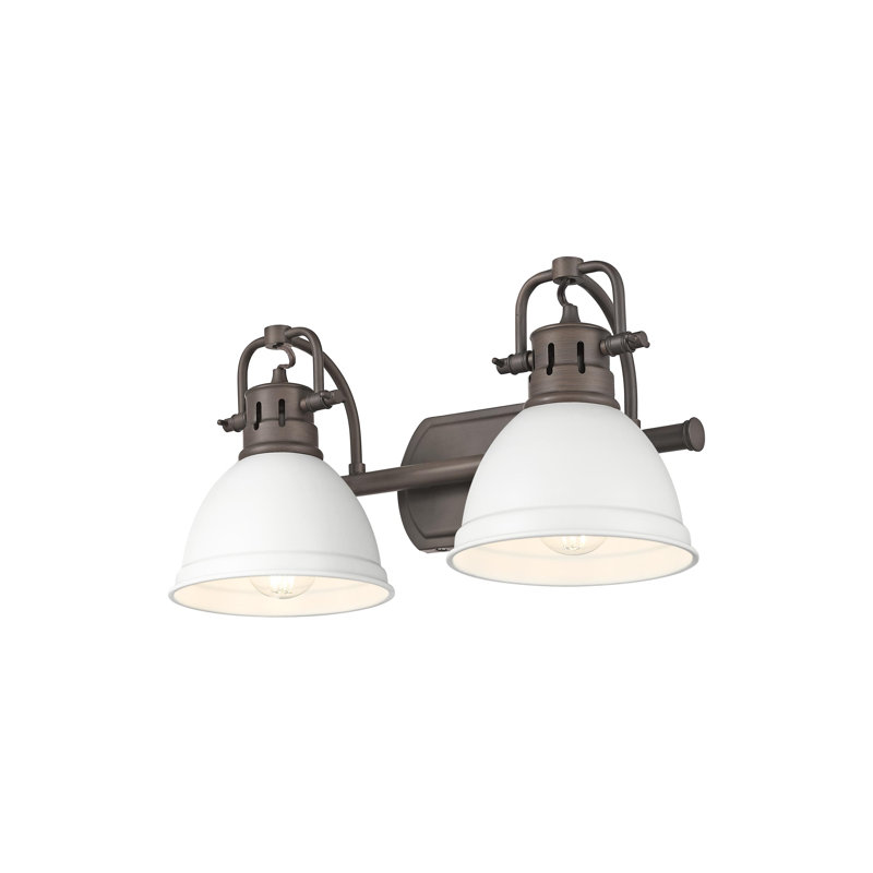 Meuble-lavabo 2 lumières Calica, Bronze huilé, Blanc mat