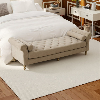 Banc rembourré en chenille l 87 po avec méridienne à accoudoirs roulés pour chambre à coucher, salon et appartement