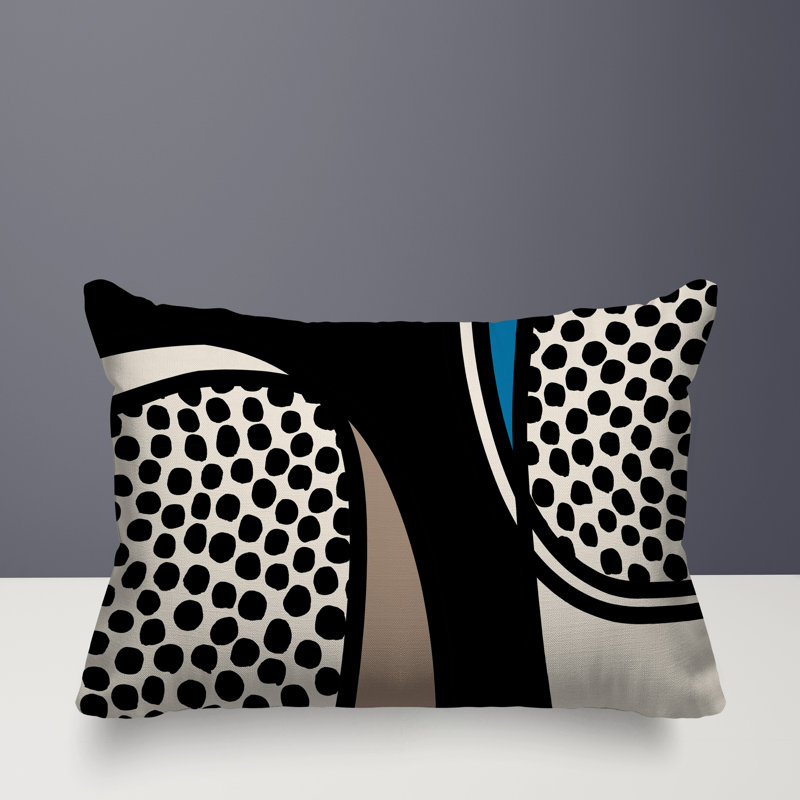 Coussin lombaire réversible intérieur / extérieur Jai Abstract, H 14 po x l 20 po, Turquoise