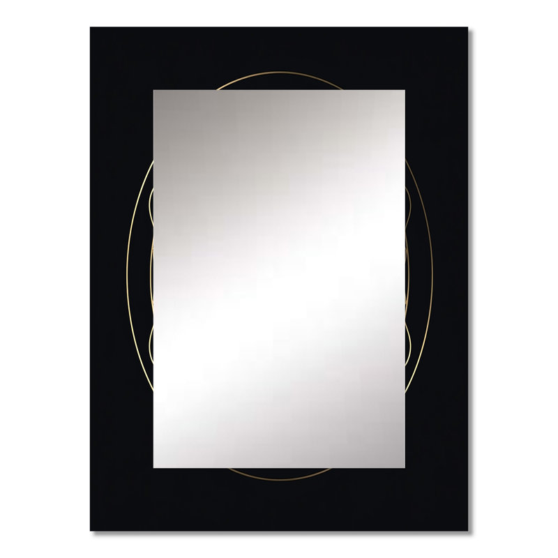 Or, géométrie sacrée Visions sur noir - miroir mural géométrique unique, miroir doré, impression sur métal, 32 po x 24 po