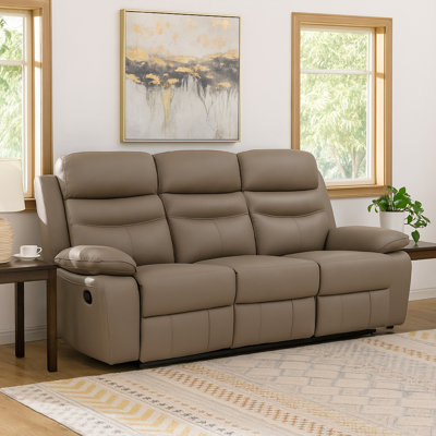 Canapé inclinable double en cuir fleur Hanna, 87 po Hanna