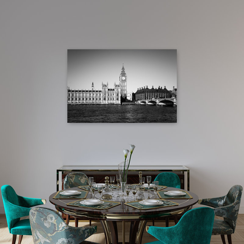 Big Ben London Landmark Classic Abstract Contemporary Architecture City Wall Art Print 1 Piece Wrapped Canvas Wall Art