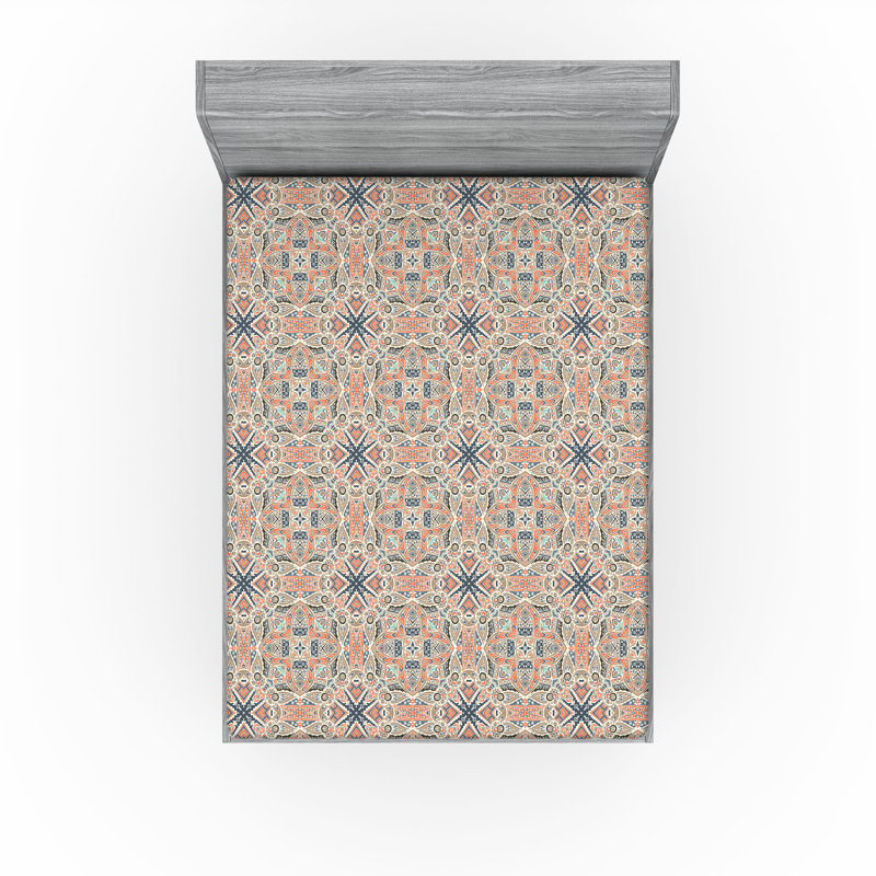 Drap-housse Ambesonne, Cacao, orange, ardoise, bleu / abstrait, Drap-housse de taille double