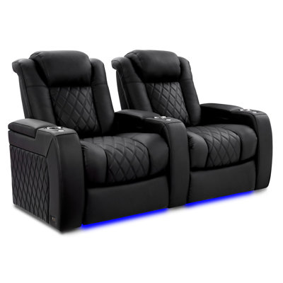 Upholstered Home Theater Seating with Cup Holder