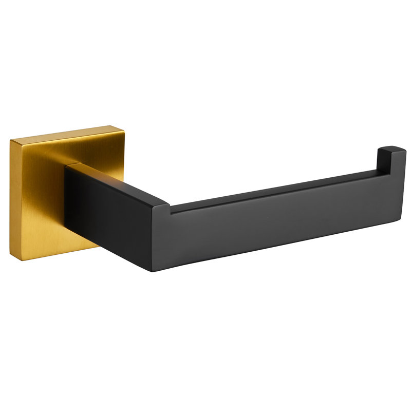 Wall Mounted Toilet Paper Holder, Black/Gold