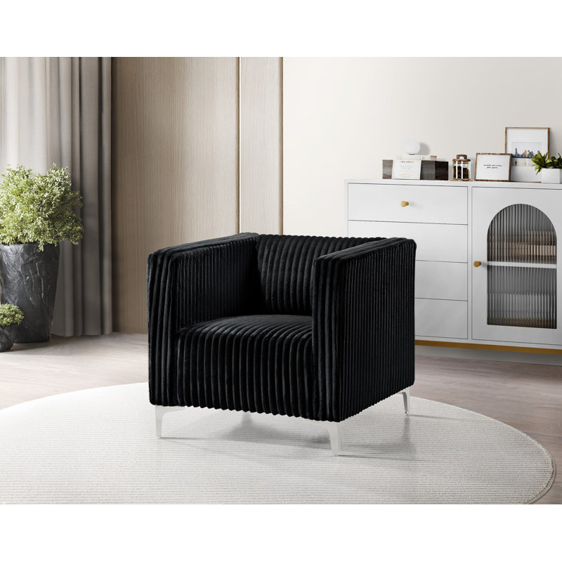 Chryssa Upholstered Armchair, Black Velvet