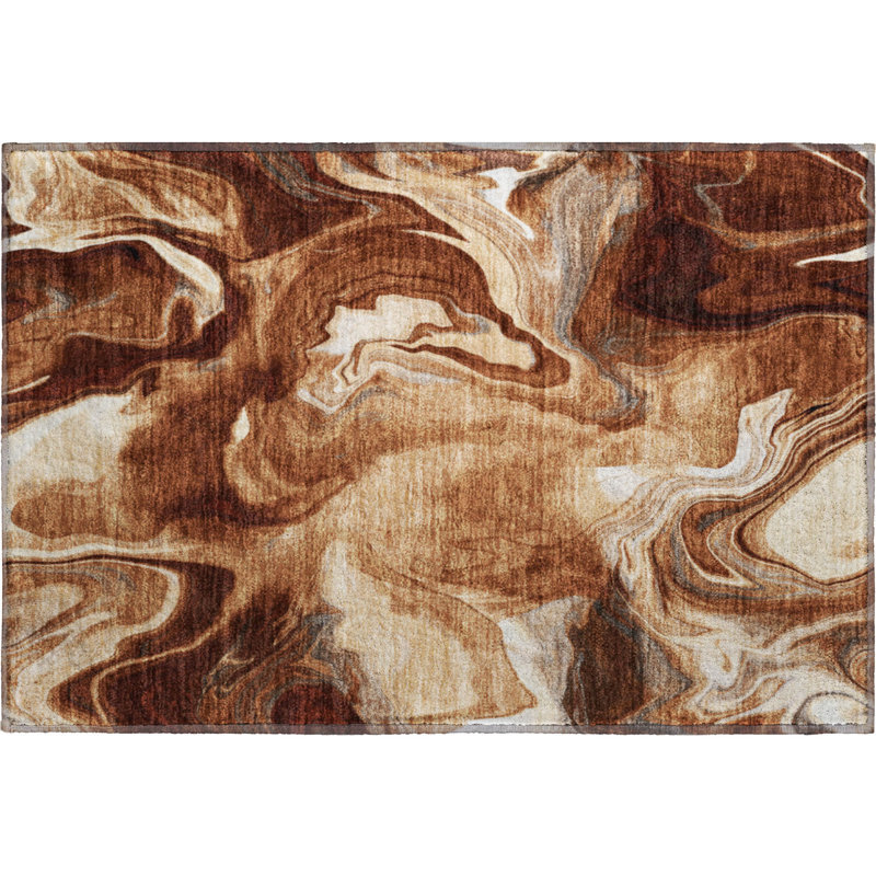 Premium Machine Washable Prisco Paprika Rug, Rectangle 1'8" x 2'6"