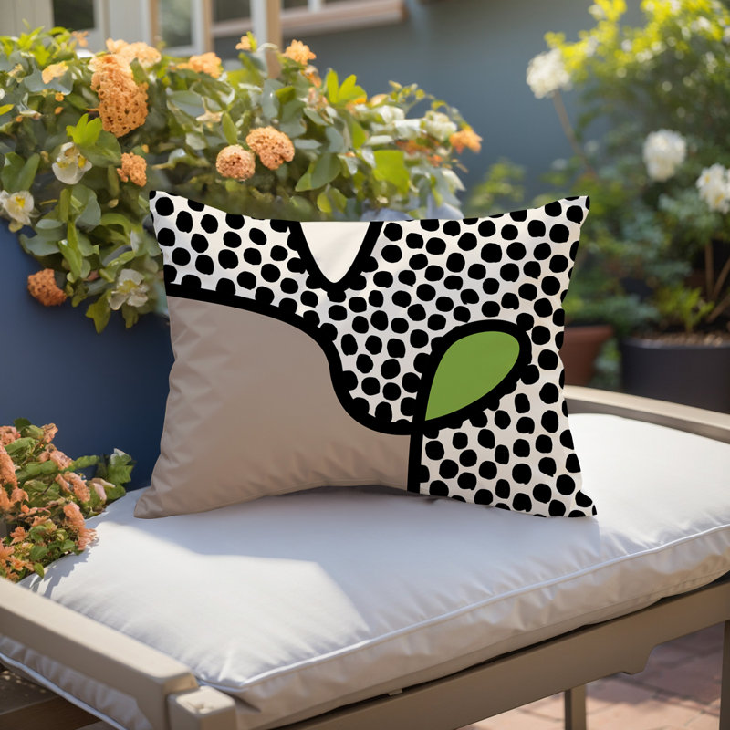 Coussin lombaire réversible intérieur / extérieur Jai Abstract, H 14 po x l 20 po, Chartreuse