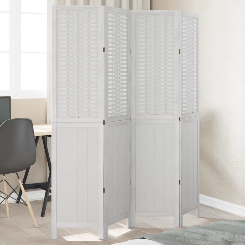 Farnum Solid Wood Accent Room Divider, White, 180cm H x 145cm W