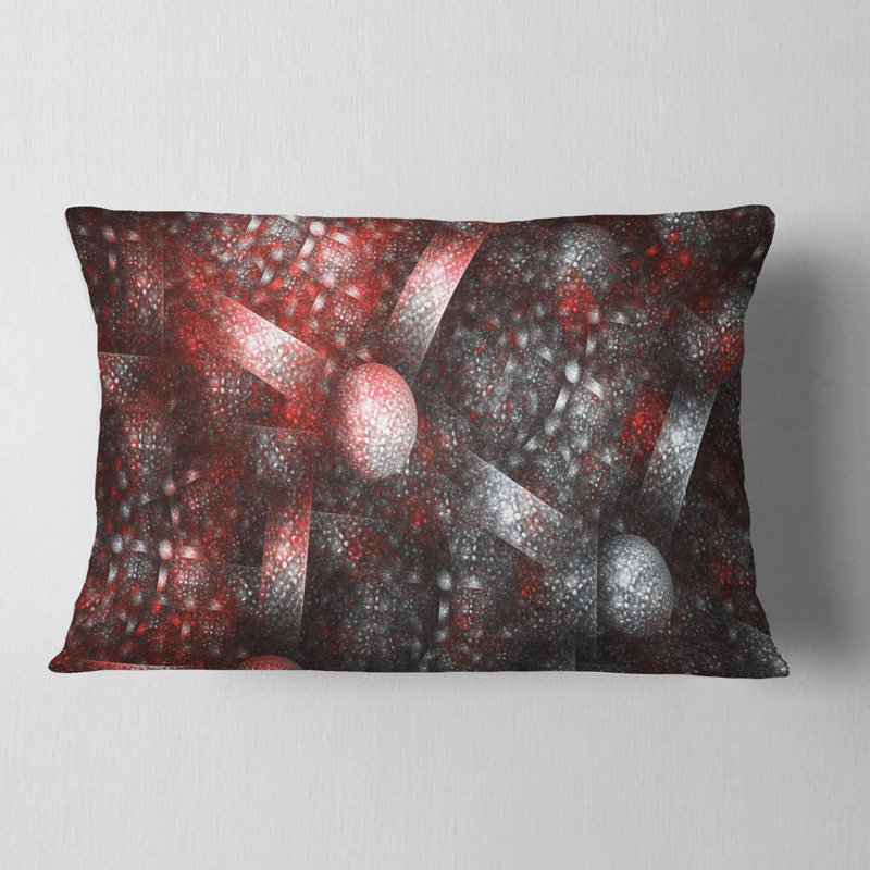 Coussin lombaire à texture en acier à cellules de cristal Abstract, rouge