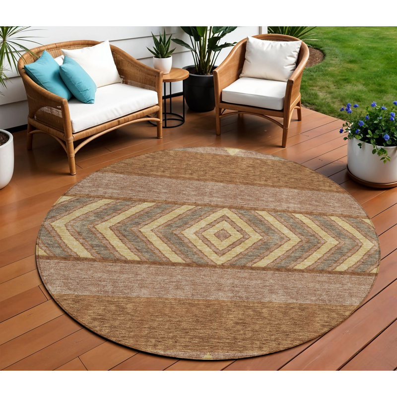 Tapis rond lavable intérieur / extérieur 8 pi Southwestern