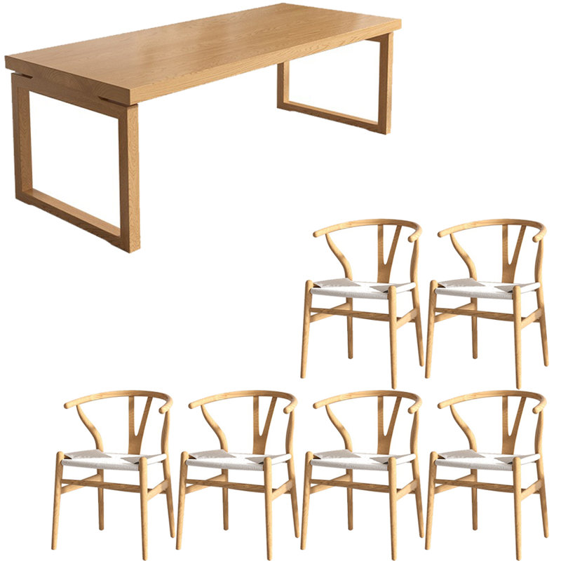 Ensemble de table de salle à manger en bois massif de style nordique, H 29,5 po x L 62,9 po x l 27,5 po