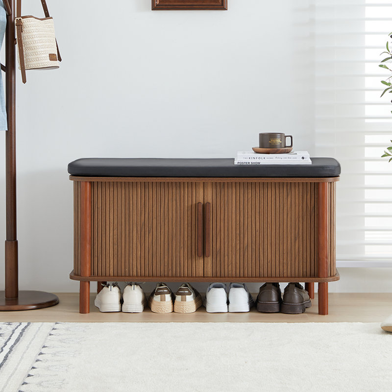 8 Pair Shoe Storage Bench, Brown/Black