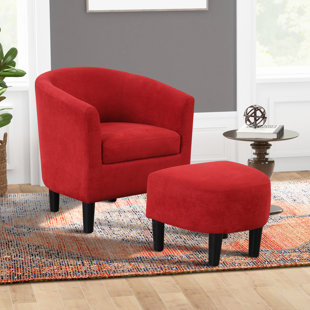 Pamplona 26" W Modern Stylish Soft and Breathable Upholstered Barrel Chair and Ottoman