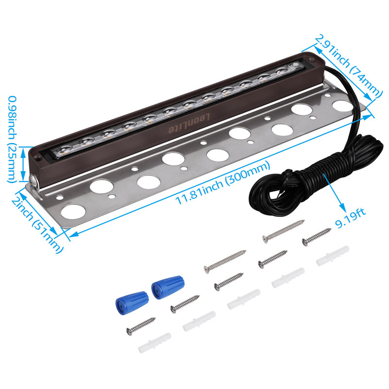 12 Inch 3-Way Dimmable LED Hardscape Light, 3W/5W/7W Step Light, 120° Swivel Retaining Wall Lights
