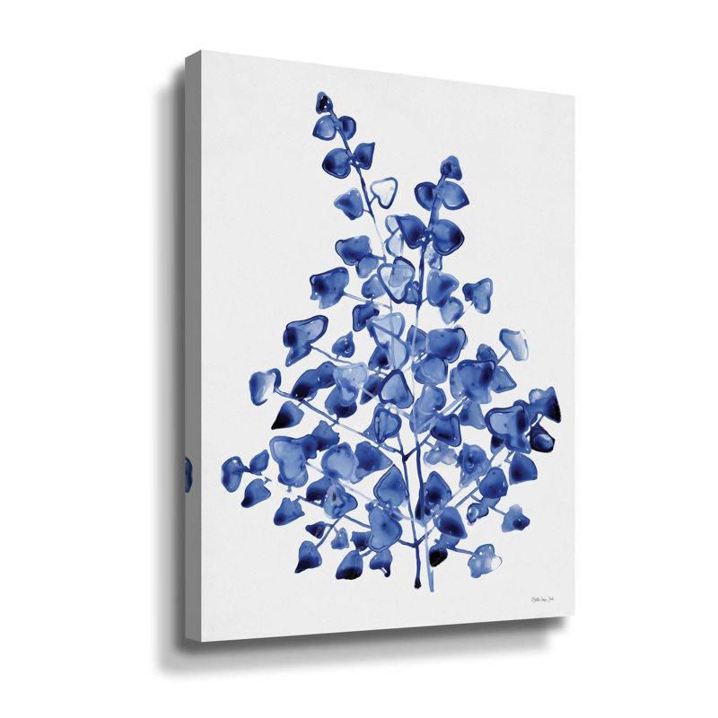 " Navy Foliage 2 " Painting Print, 10" H x 8" W, Wrapped Canvas