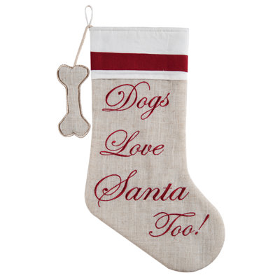 Chaussette de Noël « Dogs love santa too! »
