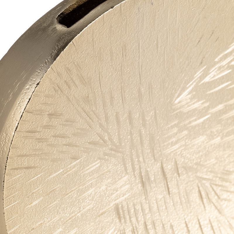 Glam Sculptural Metal Aluminum Vase with Etched Textured Surface and Unique Artistic Form for Contemporary Decorative Accent.
