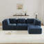 Canapé modulaire moderne avec tissu velours côtelé, assise profonde, repose-pieds mobile, passepoil perlé et conception capitonnée, aucun assemblage requis-444289976-444289956