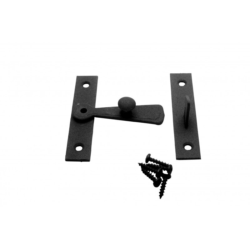 Loquet de porte d'armoire décalé noir en fer forgé 3/8 po, 3 x 2,5 po