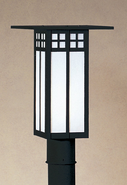 Glasgow Lantern Head, 9" H x 9" W x 9" D, Satin Black, Amber Mica