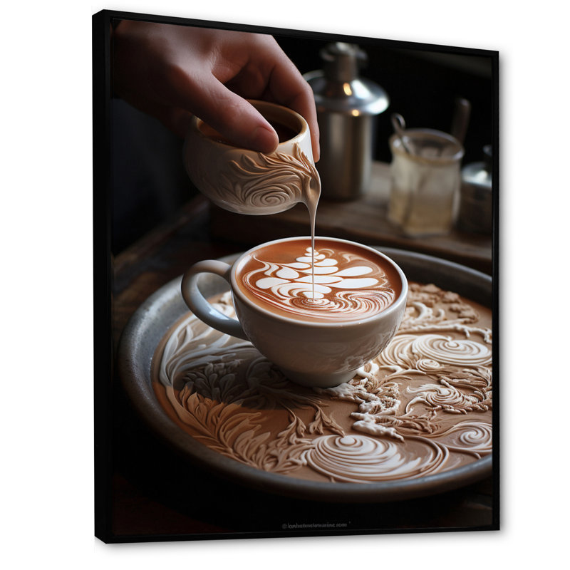 Larnaca Food Baristas Art II, H 20 po x l 12 po x P 1 po, Cadre flottant noir