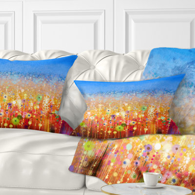 Coussin lombaire en fleurs abstraites de terrain