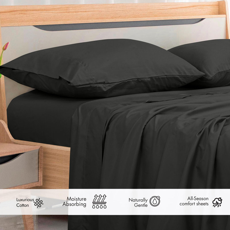 Royale Linens 300 Thread Count 100% Long Staple Combed Cotton Flat Sheet - Super Soft - Top Sheets - Flat Sheet Sold Separately - Breathable, Cool & Crisp Percale Sheets Only