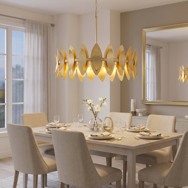 Luminaire suspendu feuille d'or 6 lumières Hayley