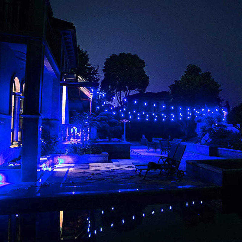 Devondra 42.7' LED Solar Powered 100 - Bulb String Lights, Blue