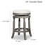 Tabouret de comptoir de 24 po avec siège en tissu gris anthracite, structure en gris patiné, structure en bois franc, tabouret pivotant, revêtement, bois massif, chaise à 360 degrés