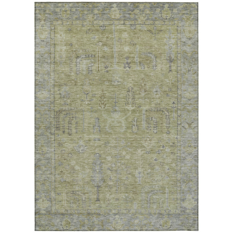 Tapis d'intérieur et d'extérieur lavable vert artichaut 3 pi x 5 pi artichaut