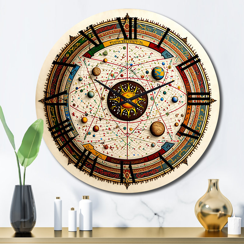 Ancient Map Of Galaxy I - Modern Geometric Wall Clock, Large