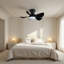 Ventilateur de plafond encastré noir moderne 30 po avec lumière DEL à intensité variable, moteur à courant continu, 5 pales en ABS, télécommande pour chambre à coucher, salon ou appartement contemporain-2033914833