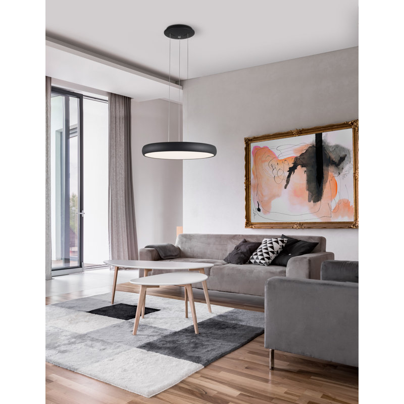 1 - Light LED Drum Pendant, Black
