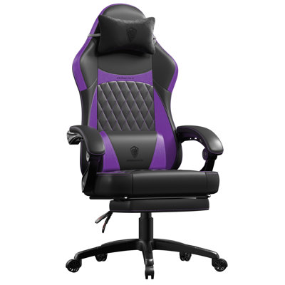Fauteuil de jeu ergonomique avec coussin à ressorts ensachés et soutien lombaire à massage - Chaise d'ordinateur de bureau à haut dossier avec repose-pieds pour adultes, capacité de 300 lb, conception en cuir