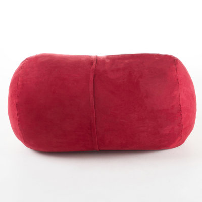 Suède rouge cylindrique de 4 pieds. Design confortable. Housse amovible lavable, fauteuil à billes rembourré de mousse - rouge. Matériau, confort moderne. Couvrir avec une fermeture à glissière sécuritaire