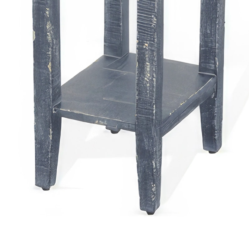 Komor Solid Wood End Table, Ocean Blue