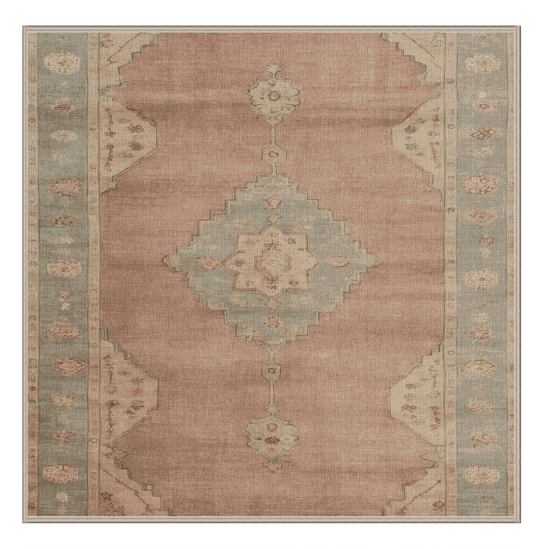 Machine Washable Overdyed Brown Area Rug, Square 6'