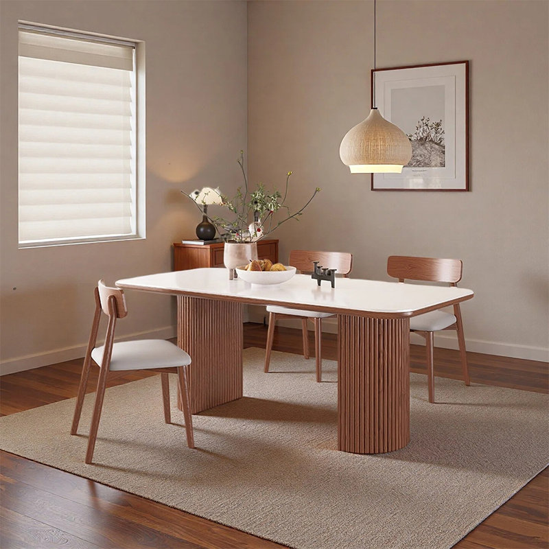 Simple, retro and fashionable dining table sets, 29.52"H x 62.99"L x 31.49"W, 5 Pieces: Table, 4 Chairs
