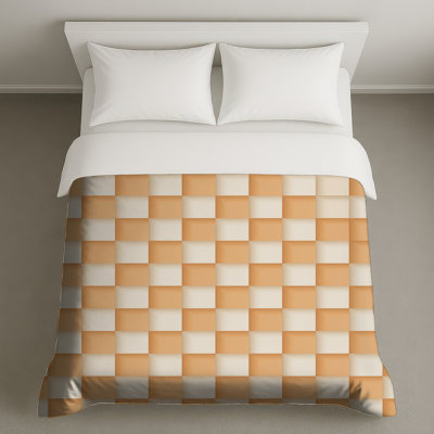 Orange White Checkered Duvet Covers