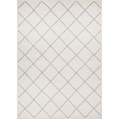 Tapis blanc cassé à motif géométrique Lindell