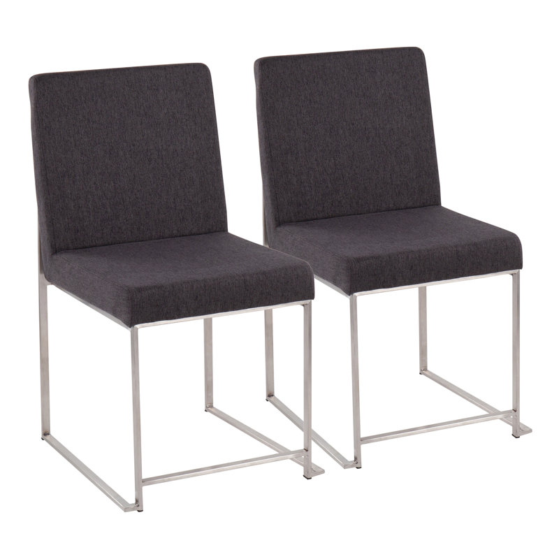Chaise d'appoint Ernestine, Acier Inoxydable, Tissu gris anthracite