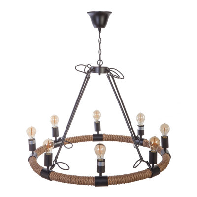 8 - Light Wagon Wheel Chandelier