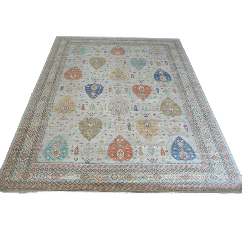 Tapis rectangulaire en laine de conception unique 12 pi 2 po x 14 pi 11 po