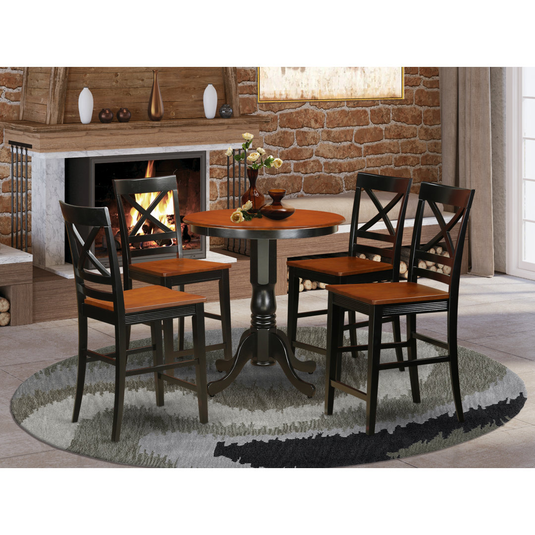 Florentine Counter Height Rubberwood Solid Wood Dining Set Breakwater Bay 